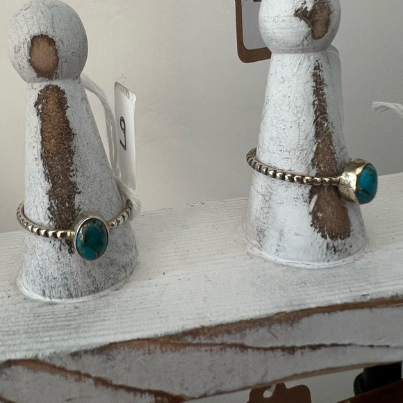 🔥Beautiful Classy Genuine Turquoise and Sterling 925 Silver Beaded Band Ring - Picture 4 of 4